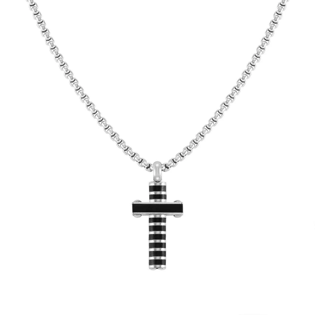 Strong Diamond 8033497522641 Black Plated Stainless Steel Cross Necklace