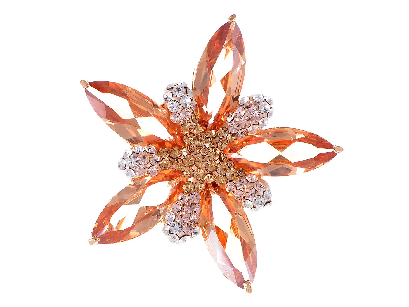 Swarovski Crystal Shine Topaz Pink Star Flower Floral Brooch Pin