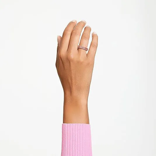 Swarovski Women's Baguette Cut Pink Crystal Rose Gold-tone Finish Size 6 Matrix Ring - 5648287
