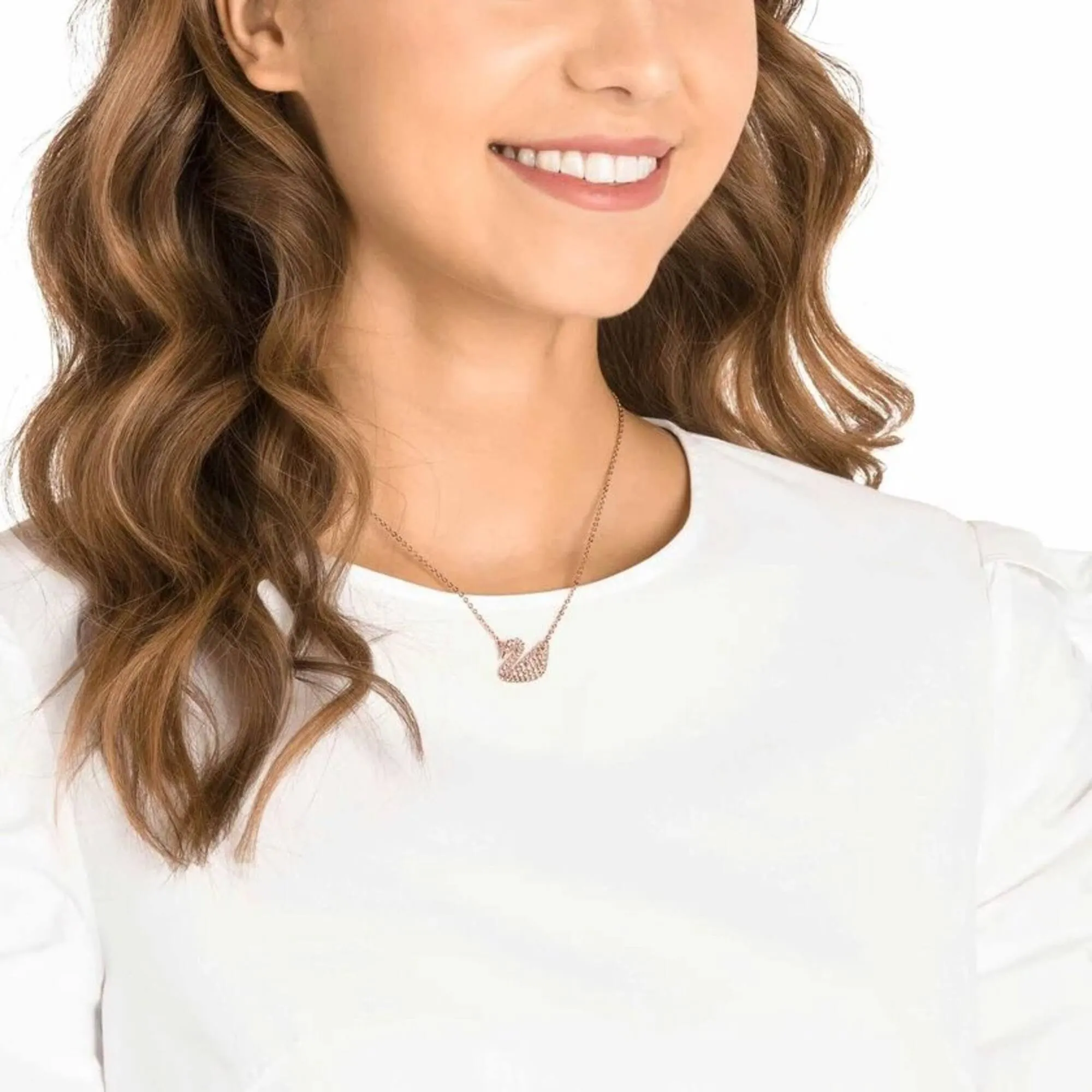 Swarovski Women's Necklace - Iconic Swan Crystal Rose Gold Plated | 5368988