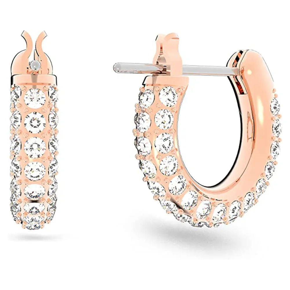 Swarovski Women's White Crystal with Gold-Tone Pave in a Rose-Gold Tone Plated Hoop Pierced Earrings - 5446008