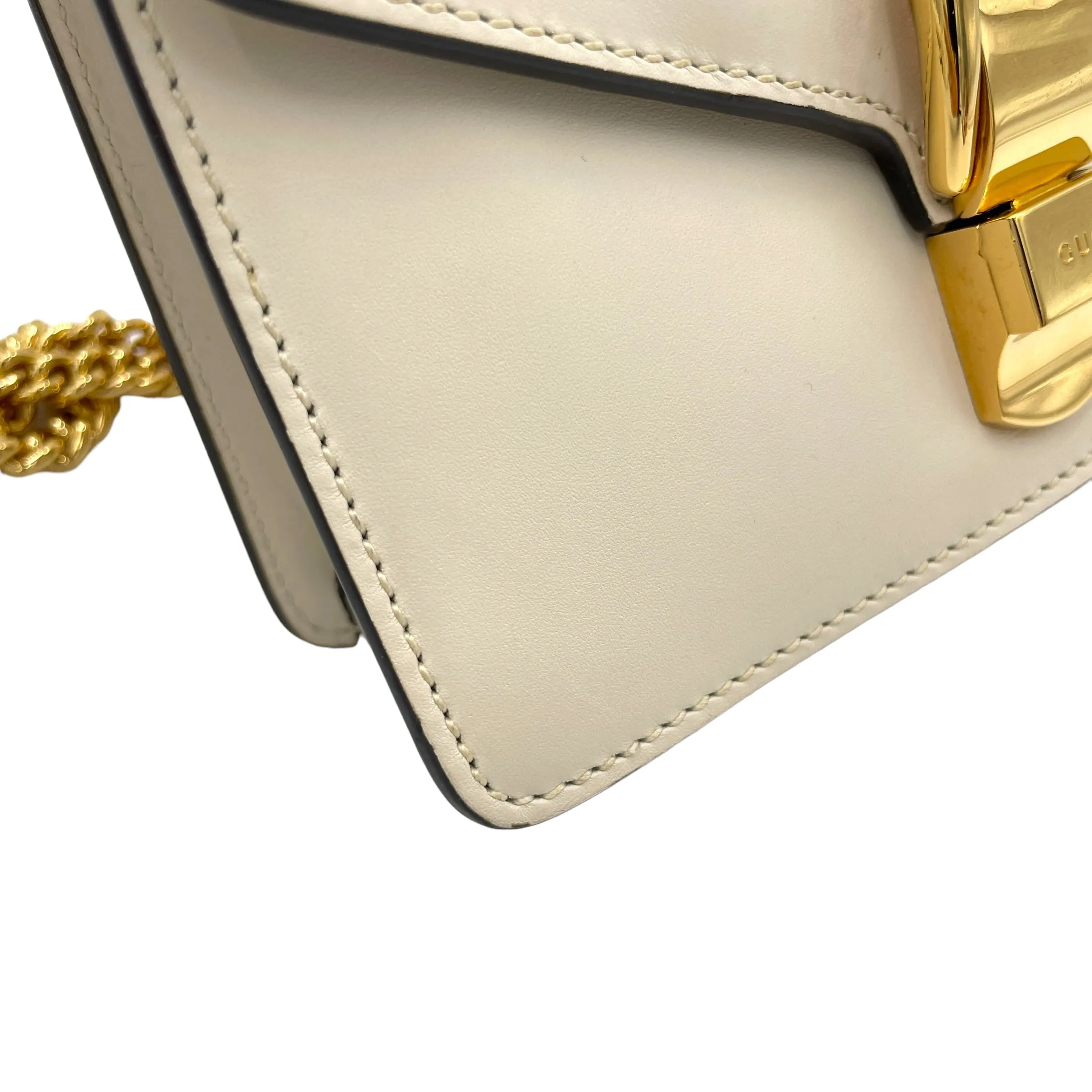 Sylvie Crossbody Bag White in Calfskin, Gold hardware