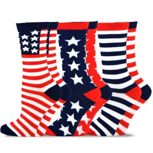 TeeHee Socks Men's 4th of July Cotton Crew American 3-Pack (51130)