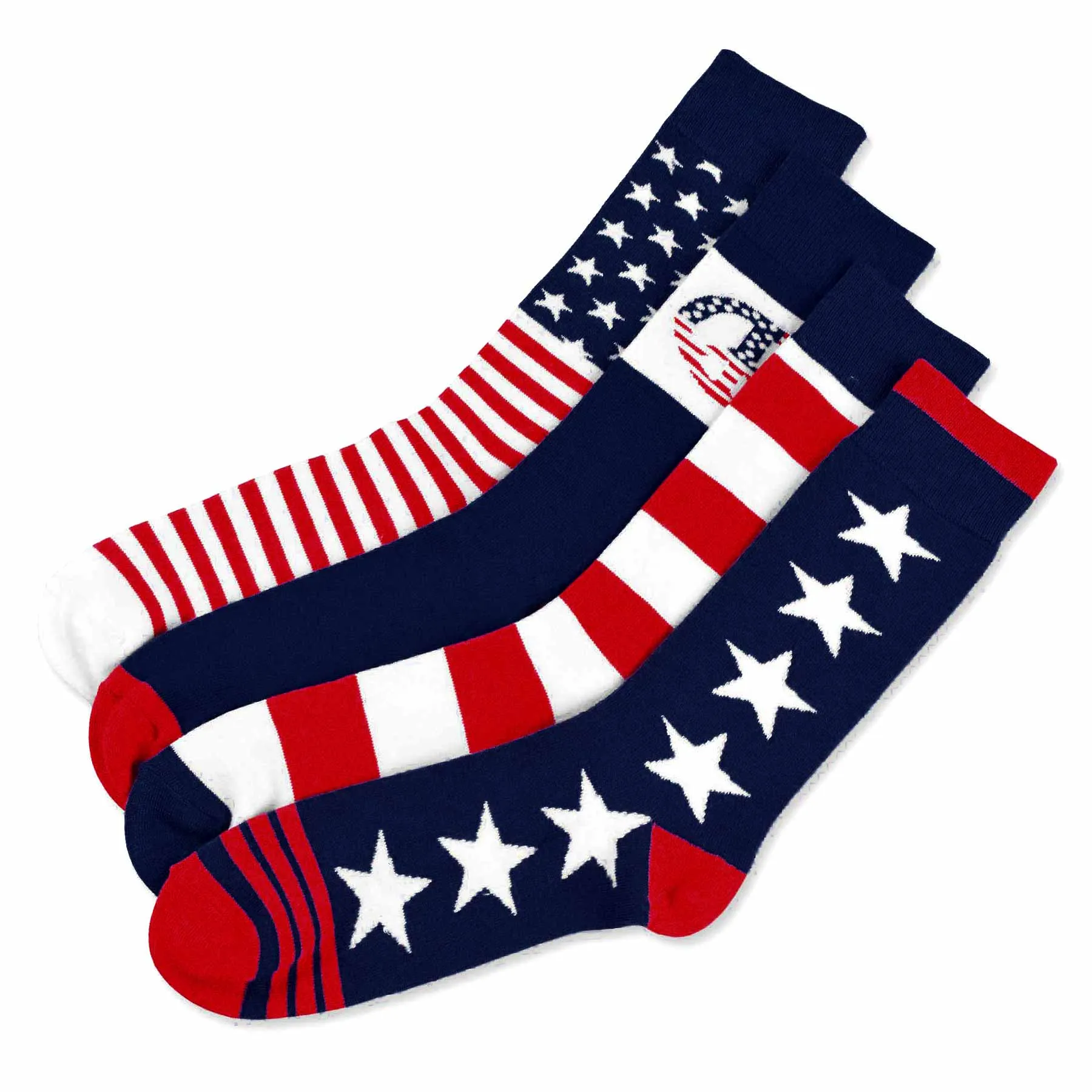 TeeHee Socks Men's 4th of July Cotton Crew I Love USA 4-Pack (50744)