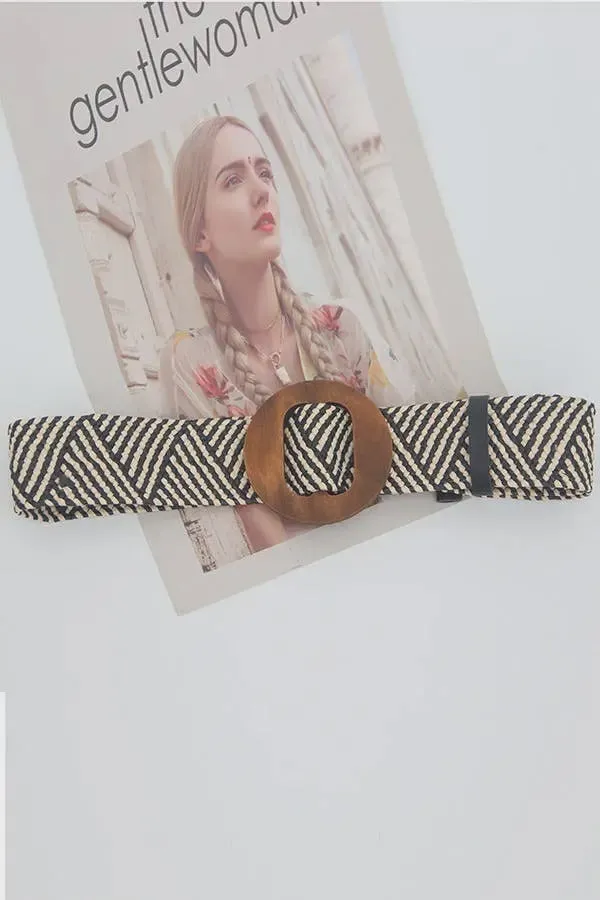 The Woven Straw Wooden Buckle Belt