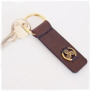 Triple Spiral Leather Keychain *