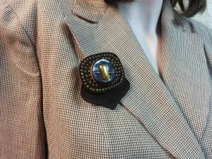 Vintage brown leather broach