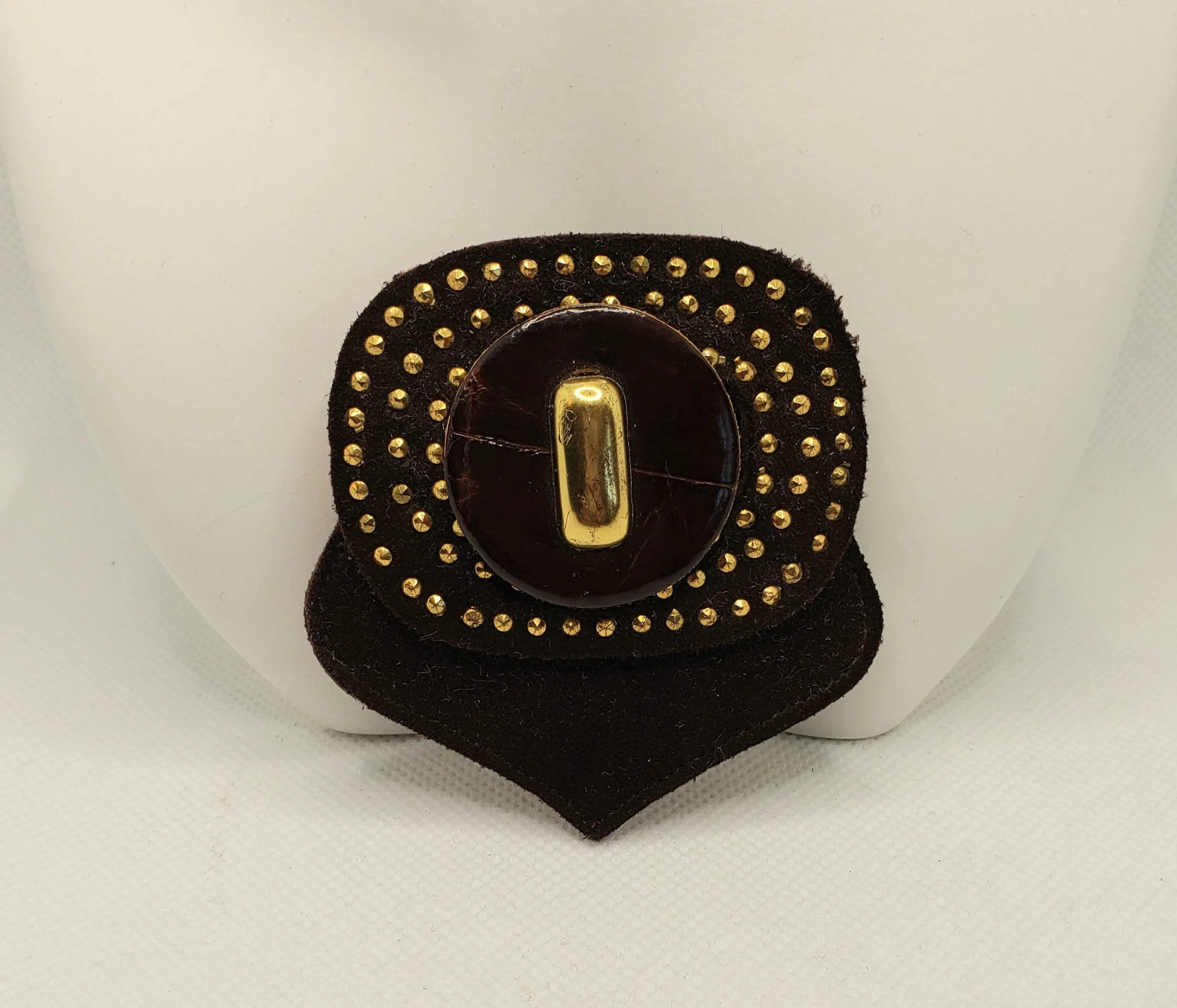 Vintage brown leather broach