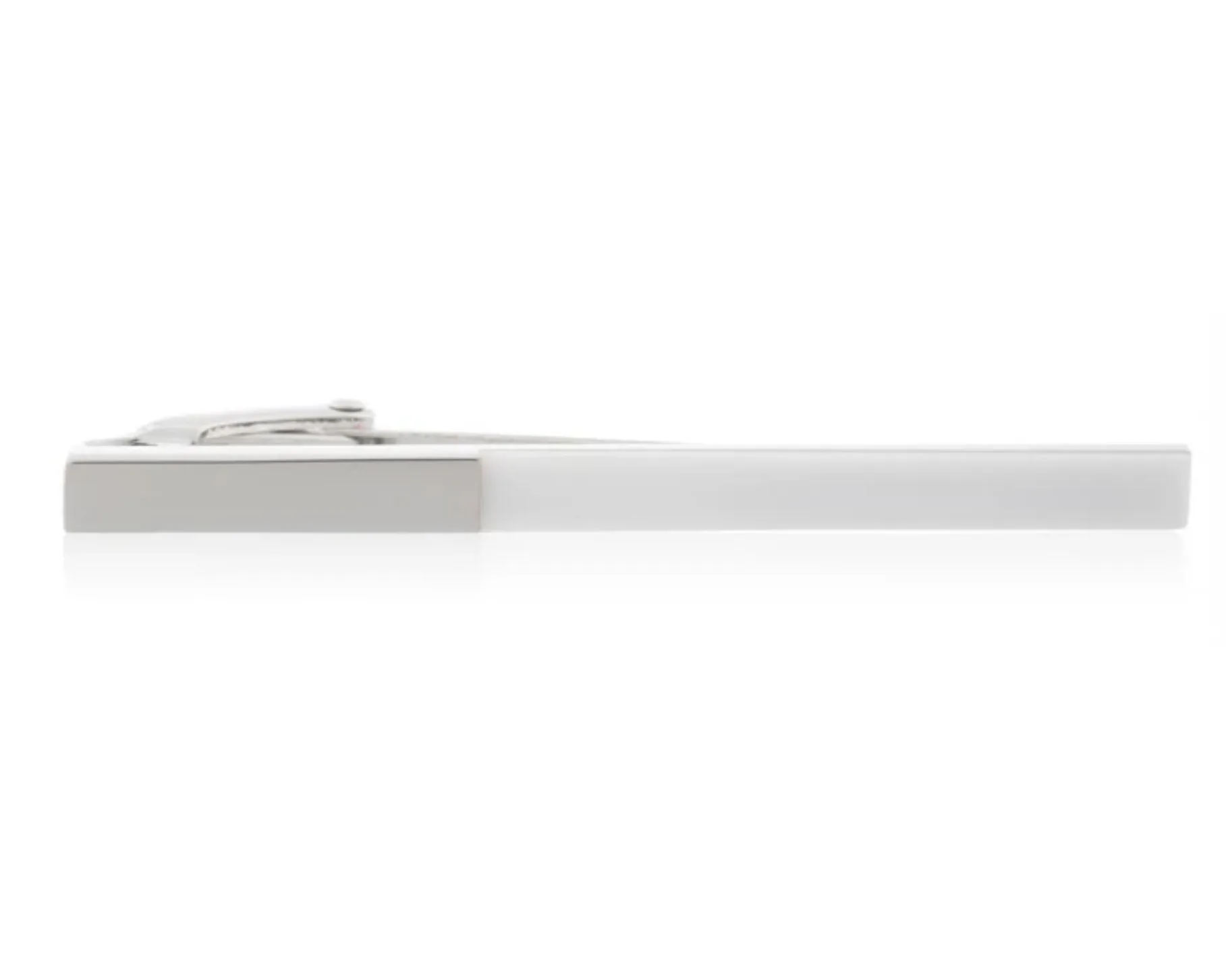 White Acrylic & Polished Metal Tie Clip