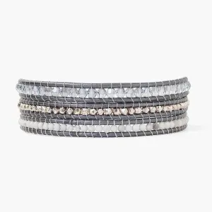 White Howlite Mix Three Wrap Bracelet