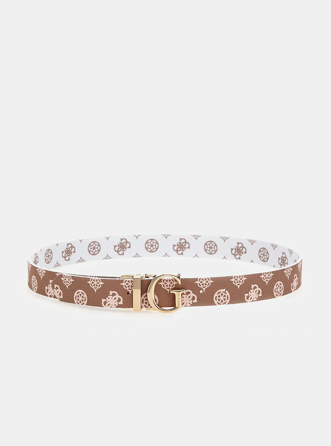 White Reversible Silvana Quattro G Peony Logo Belt