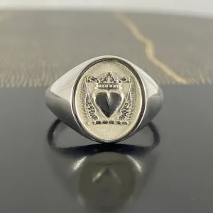 Winged Heart with Crown - Sterling Silver