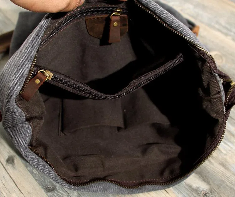 Women Canvas And Leather Crossbody Bag