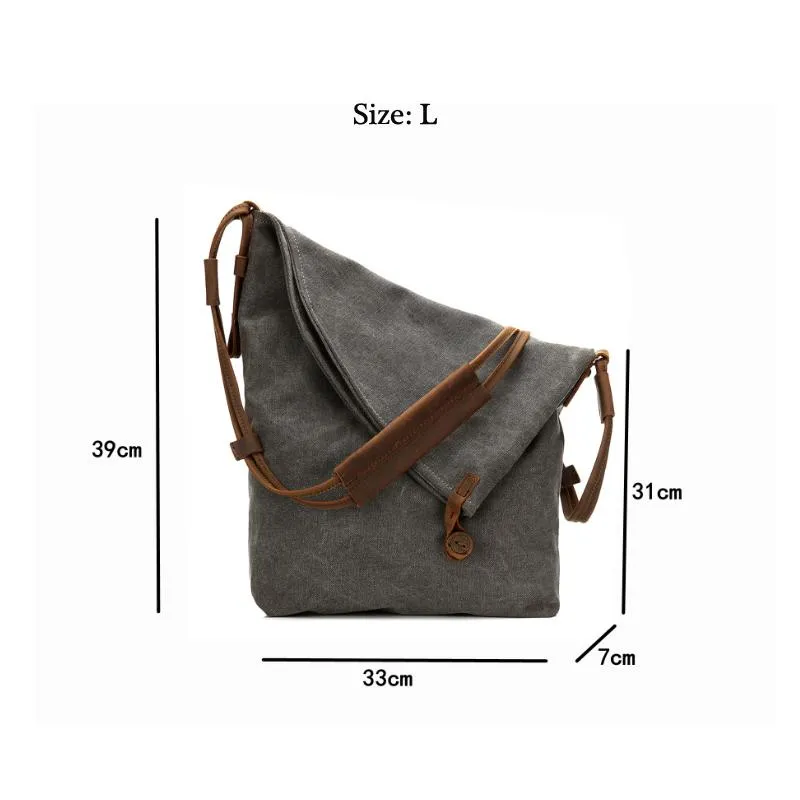 Women Canvas And Leather Crossbody Bag