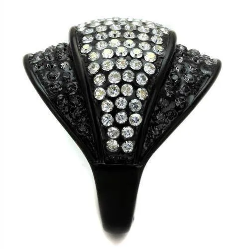 Women Stainless Steel Synthetic Crystal Rings Clear Multi