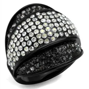 Women Stainless Steel Synthetic Crystal Rings Clear Multi