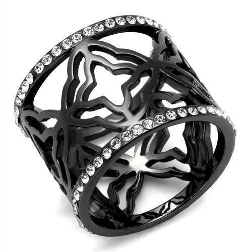 Women Stainless Steel Synthetic Crystal Rings Fleur