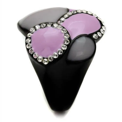 Women Stainless Steel Synthetic Crystal Rings Light Purple