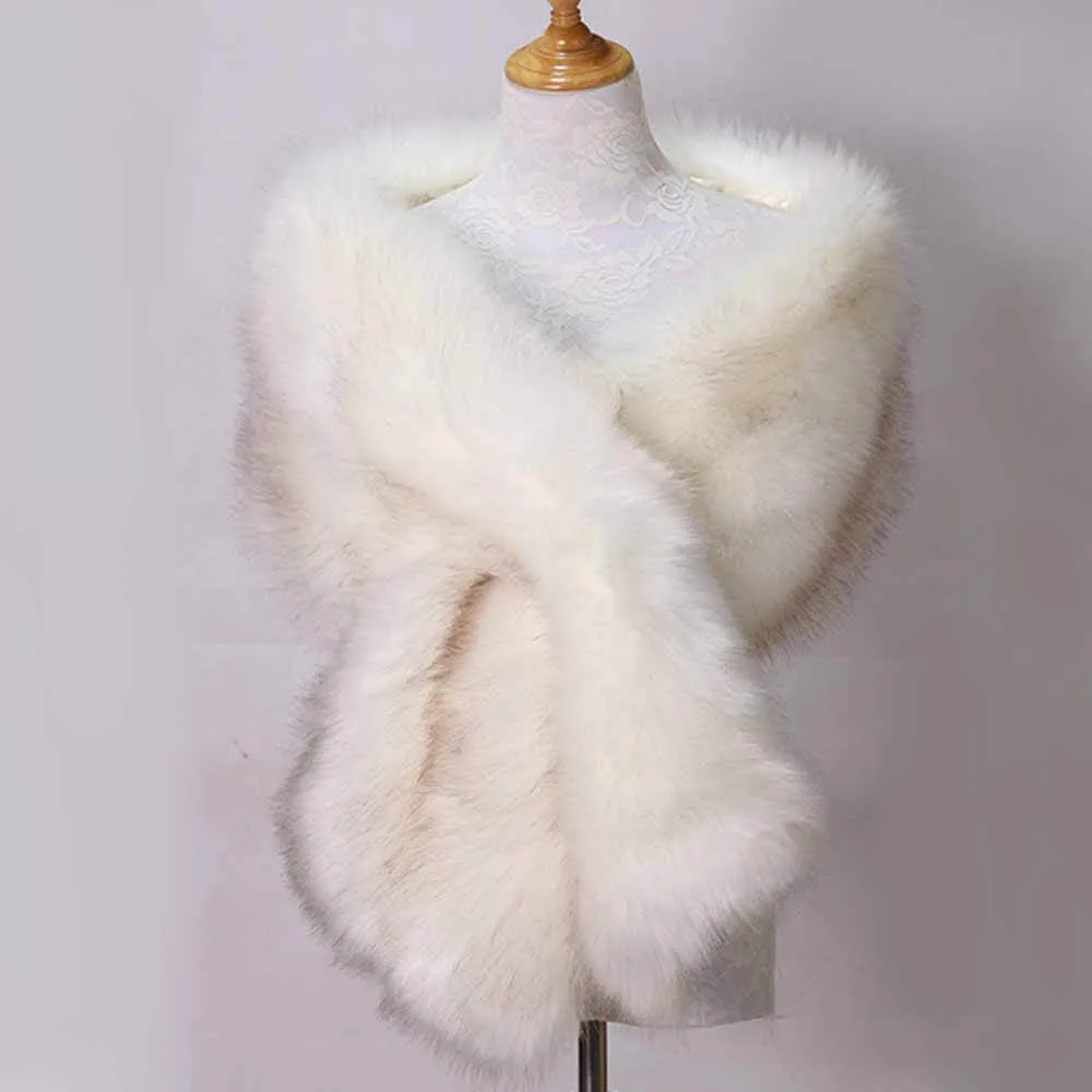 Women's Faux Fur Evening Dress Plush Long Shawl