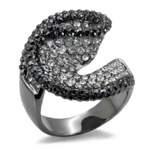 Women's Rings - LO1678 - TIN Cobalt Black Brass Ring with