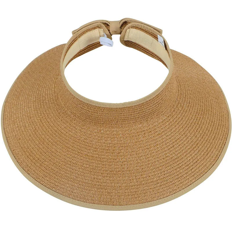 Women's UPF 50  Wide Brim Roll-up Straw Sun Hat Sun Visor